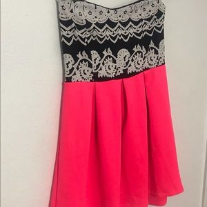 Hot Pink Strapless Dress